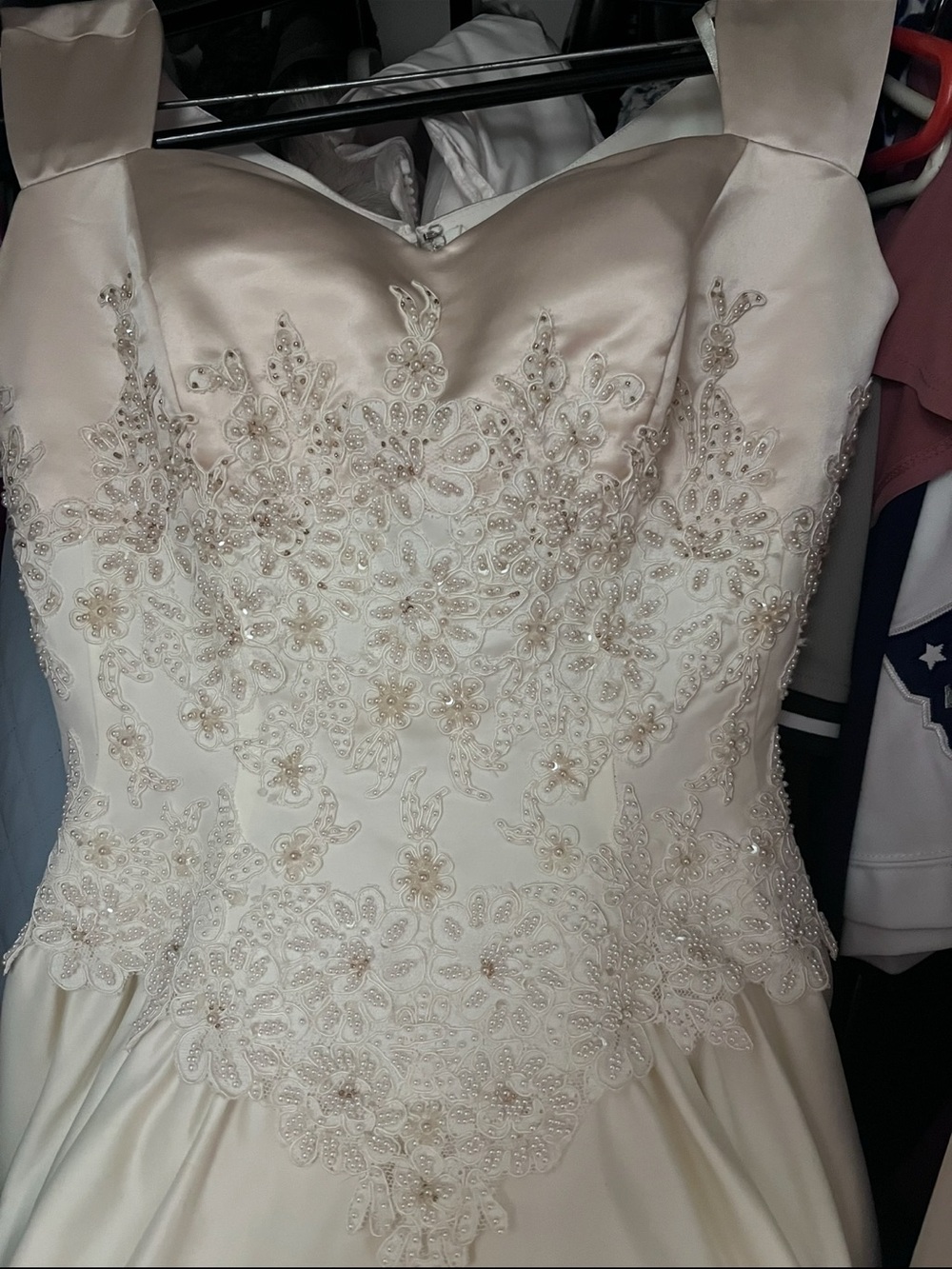 Mon Cheri Ivory Beaded Floral Wedding Gown